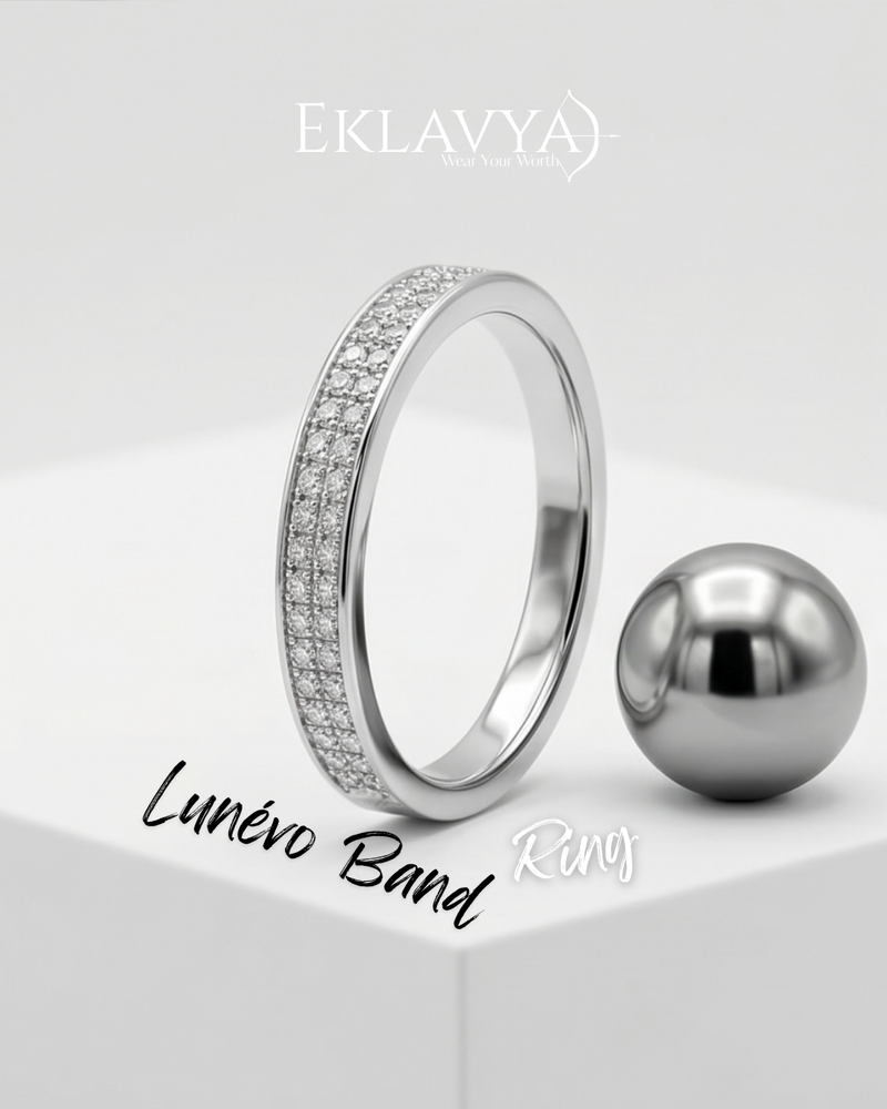 Lunevo Pavé Band Ring in 925 sterling silver