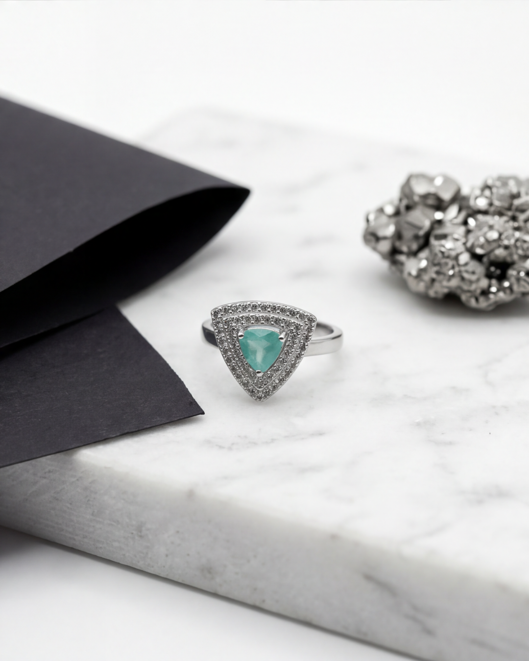 Aqua Tria Halo Ring