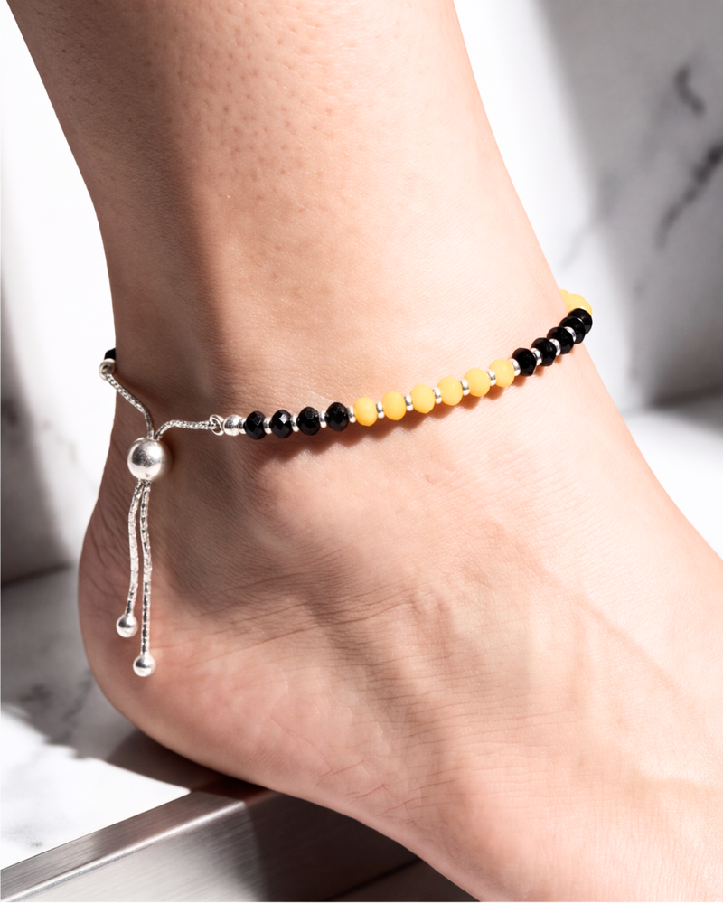 Eklavya Nazaria Noir & Sunshine Bead Anklet — catalog image 1