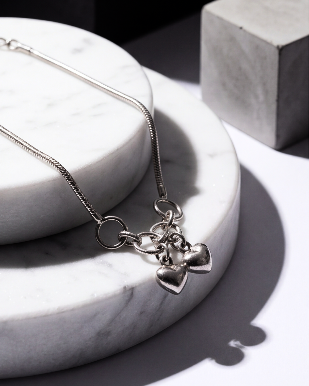 Twin Hearts Charm Bracelet