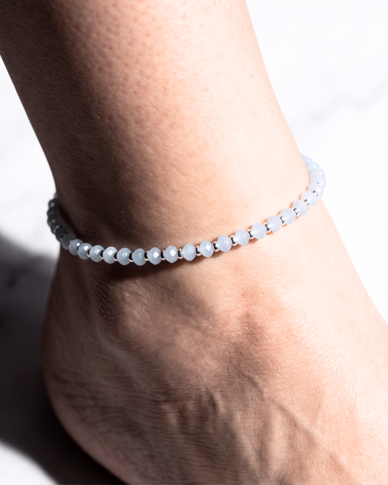 Eklavya Nazaria Frost Blue Bead Anklet — catalog image 1
