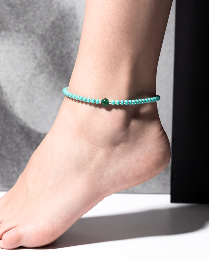 Eklavya Nazaria Emerald Aura Bead Anklet — catalog image 1
