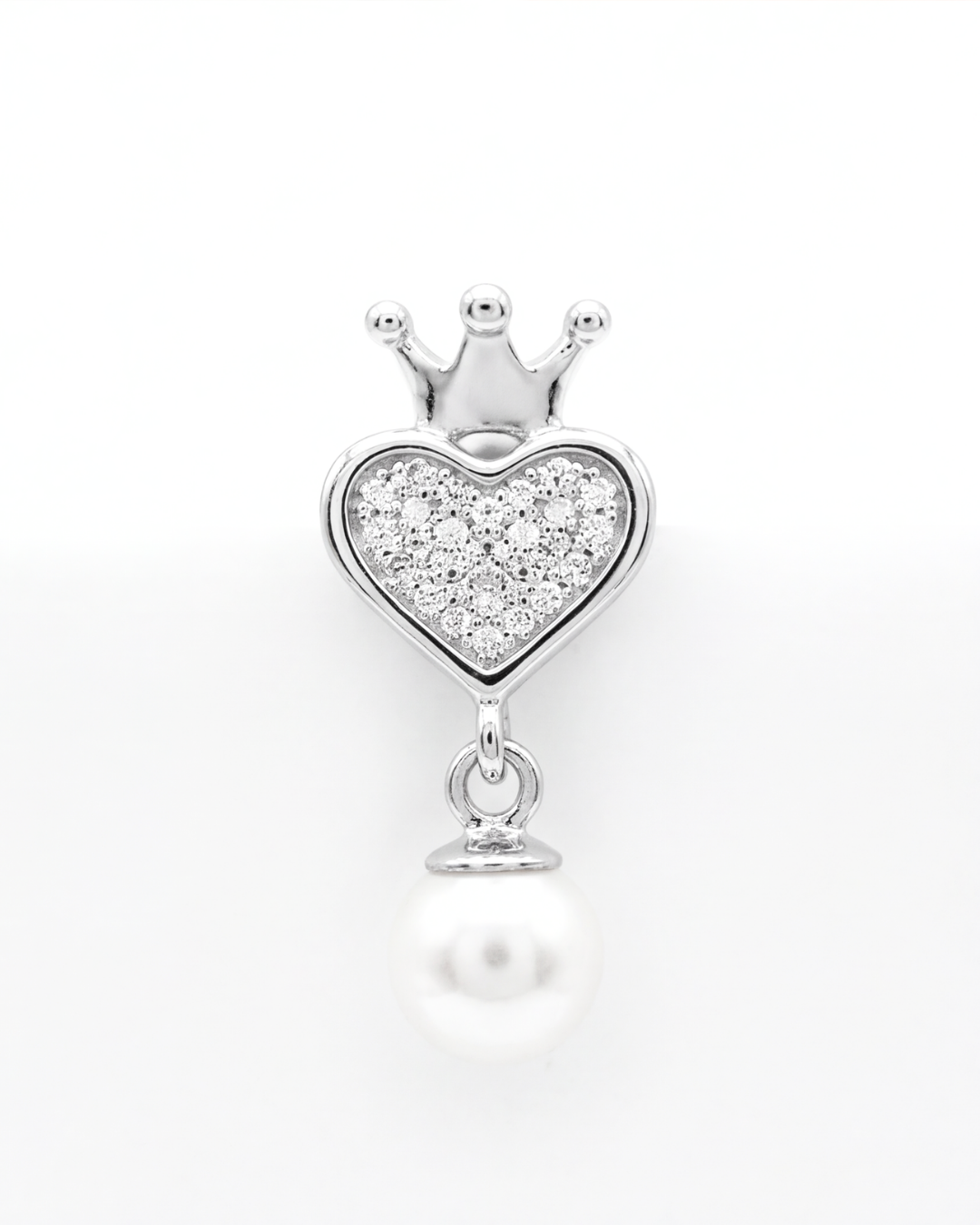 Crowned Pearl Heart Earrings