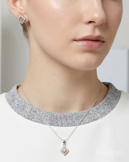 Roselle Cube Pendant & Earrings Set