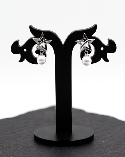 Celestial Pearl Star Stud Earrings