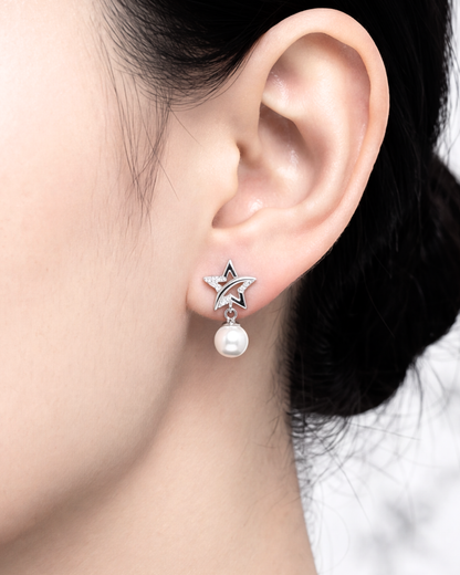 Celestial Pearl Star Stud Earrings