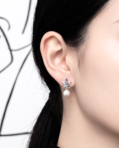 Celestial Pearl Star Stud Earrings