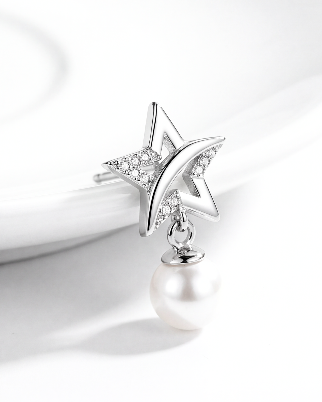 Celestial Pearl Star Stud Earrings