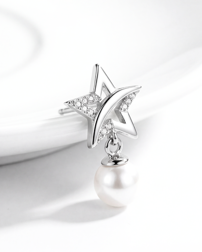 Celestial Pearl Star Stud Earrings
