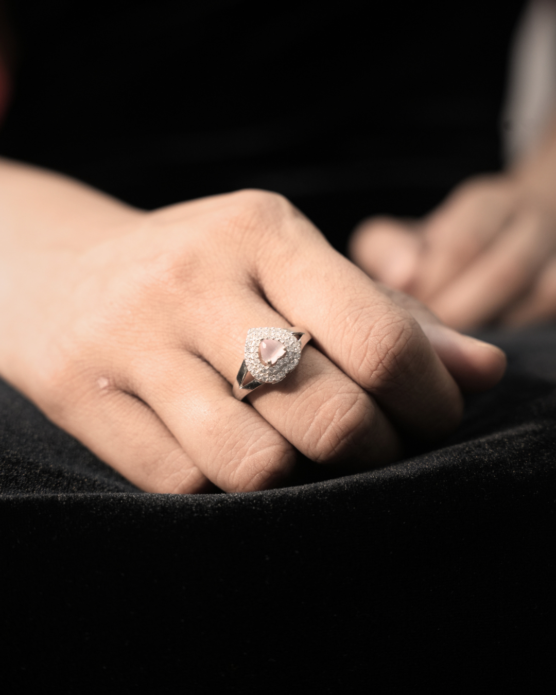 Rose Amour Heart Halo Ring — 1-of-1 in 925 sterling silver