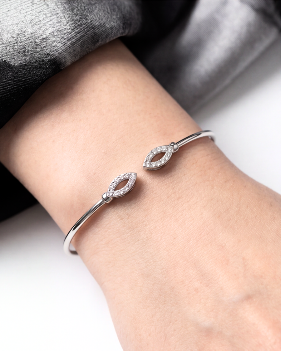 Marquise Halo Open Cuff Bracelet