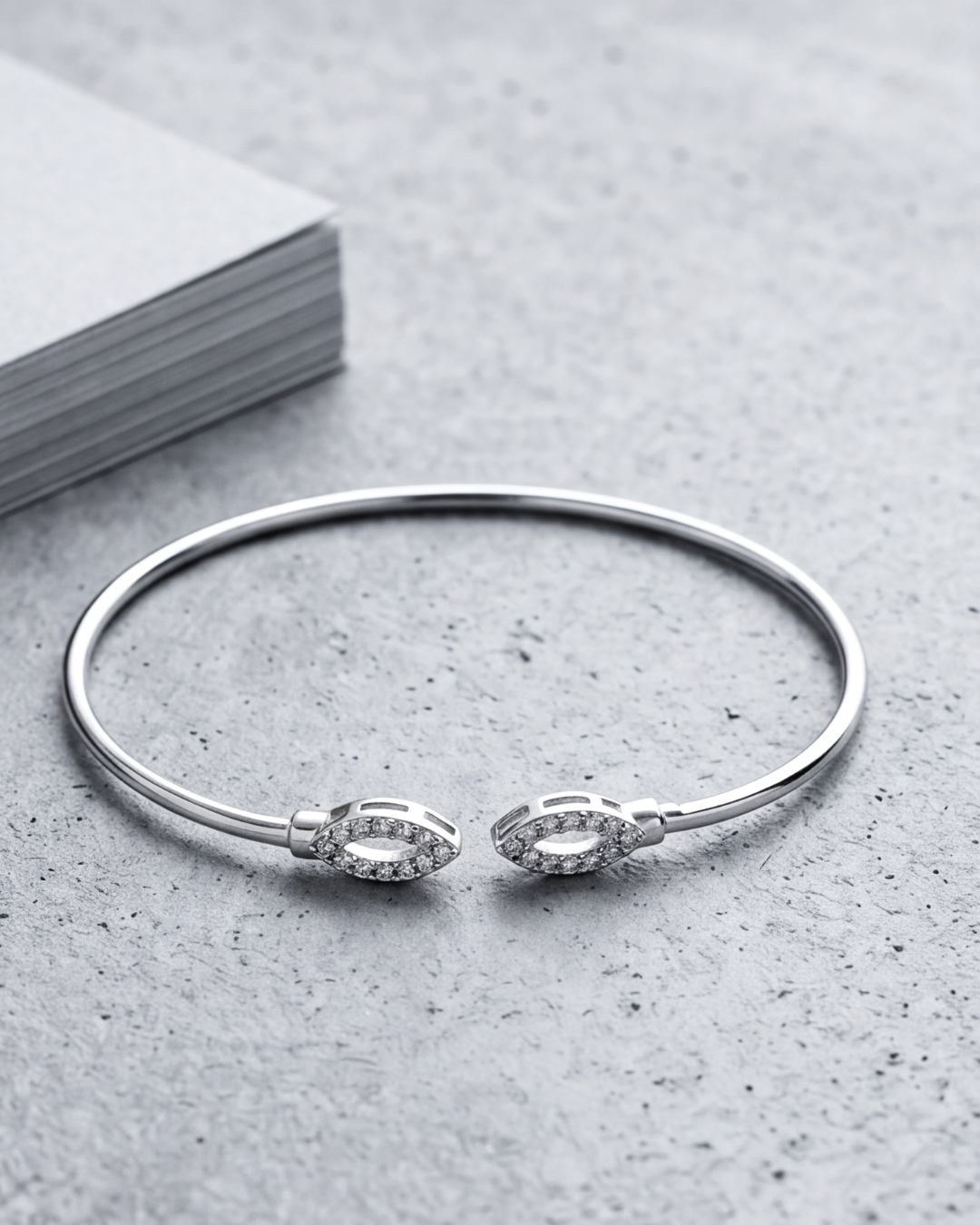Marquise Halo Open Cuff Bracelet