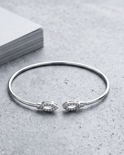 Marquise Halo Open Cuff Bracelet