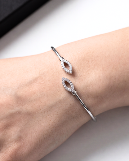 Marquise Halo Open Cuff Bracelet