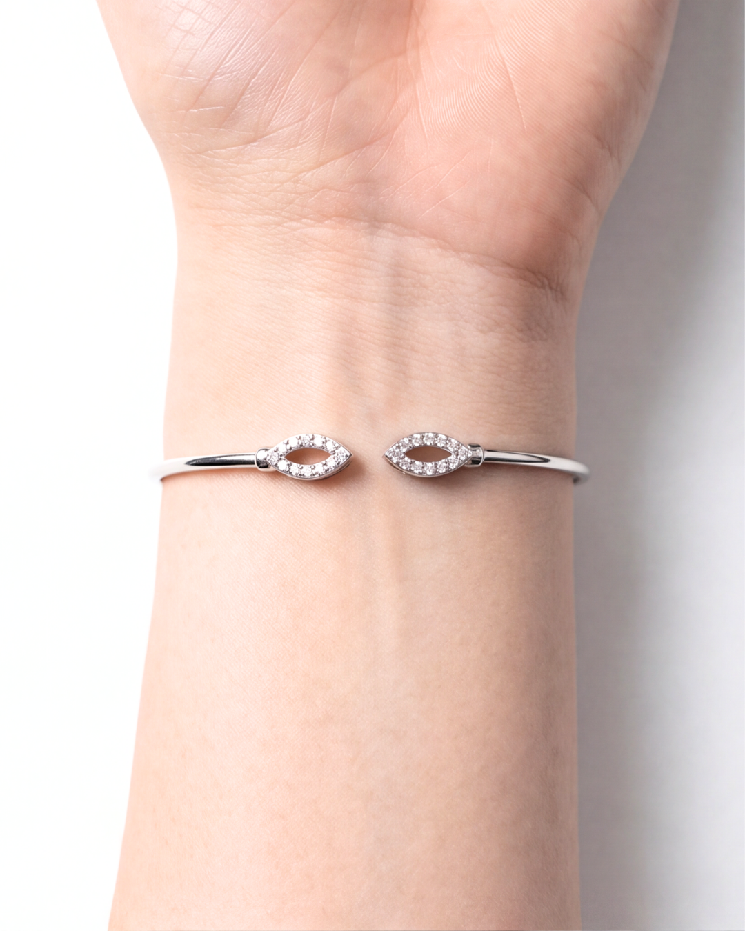Marquise Halo Open Cuff Bracelet
