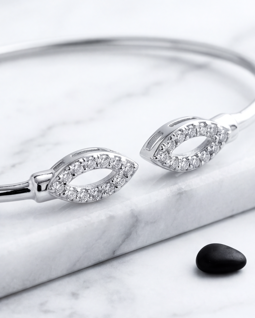 Marquise Halo Open Cuff Bracelet
