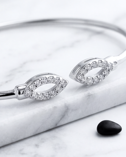 Marquise Halo Open Cuff Bracelet