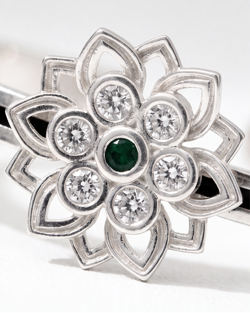 Eklavya Aurelia Pavé Heart Open Cuff Bracelet — catalog image 2