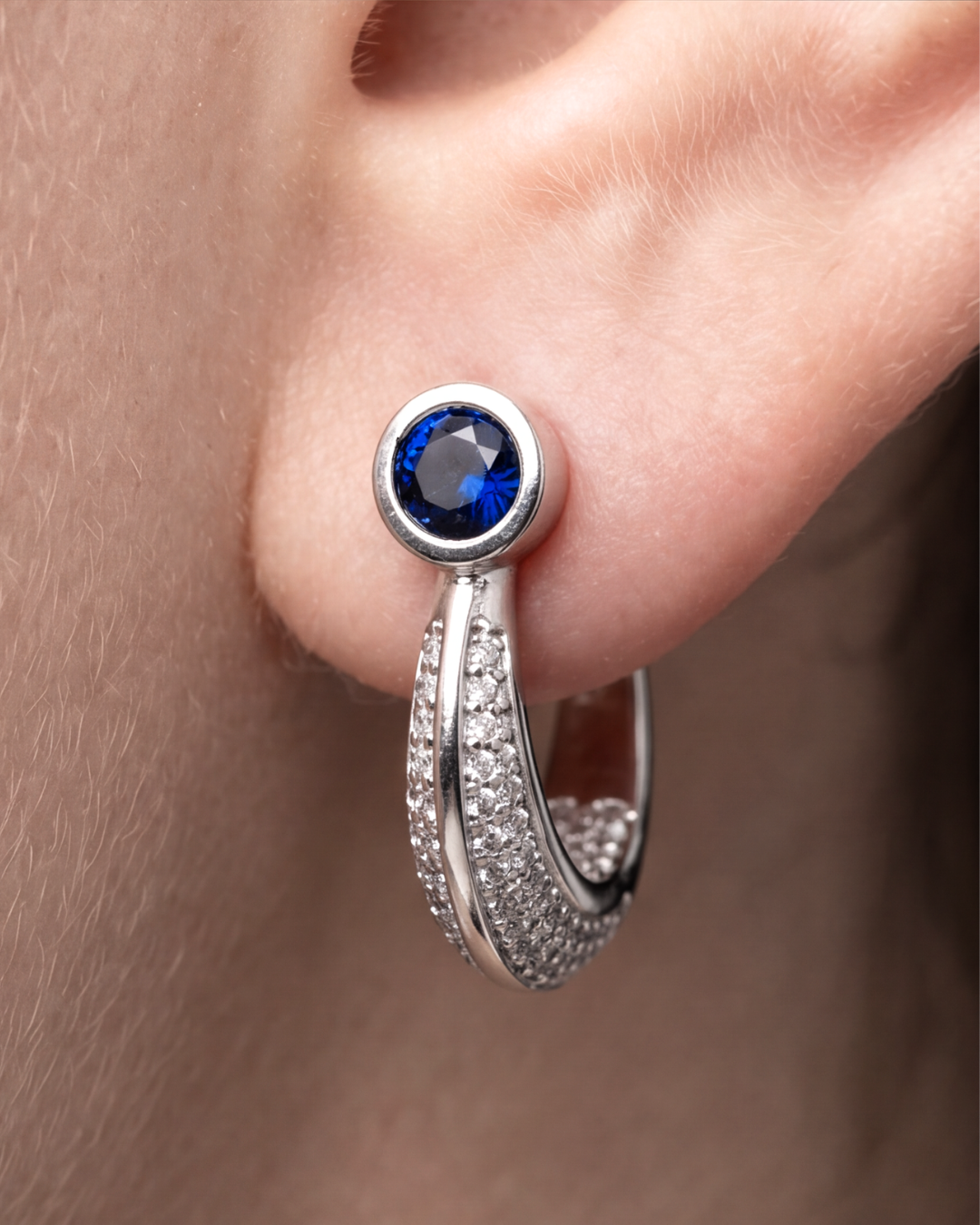 Sapphire Halo Baali Earrings