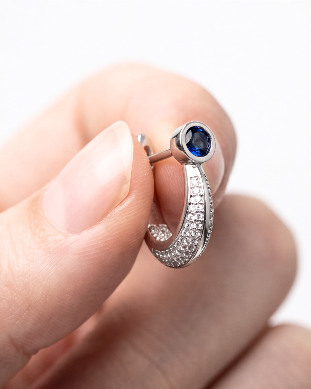 Sapphire Halo Baali Earrings