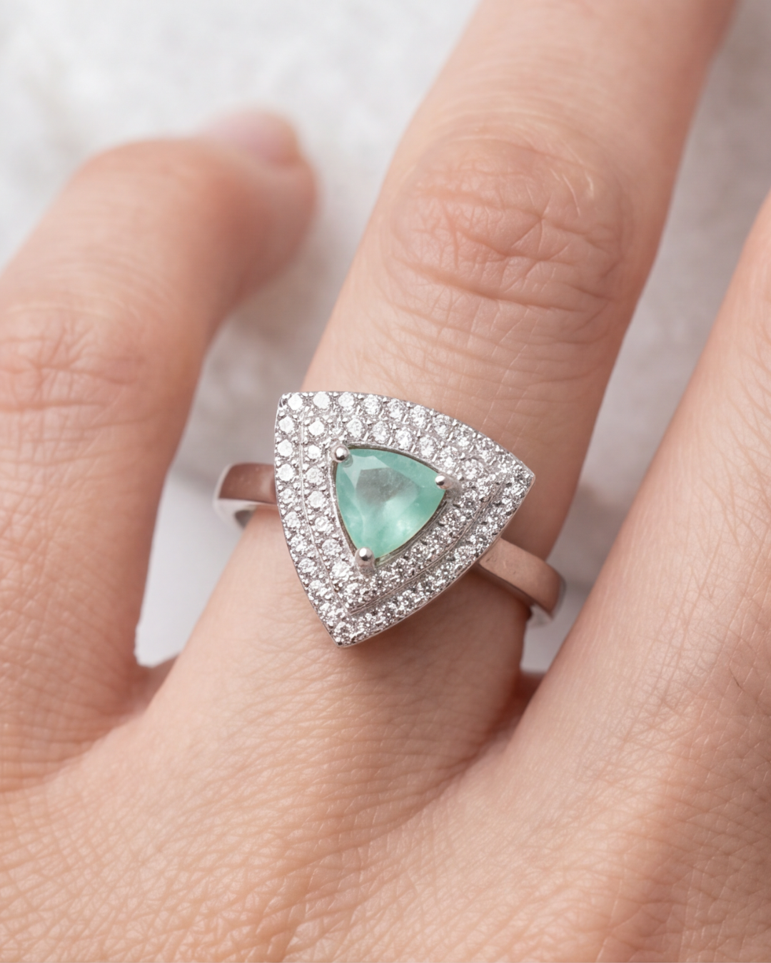 Aqua Tria Halo Ring