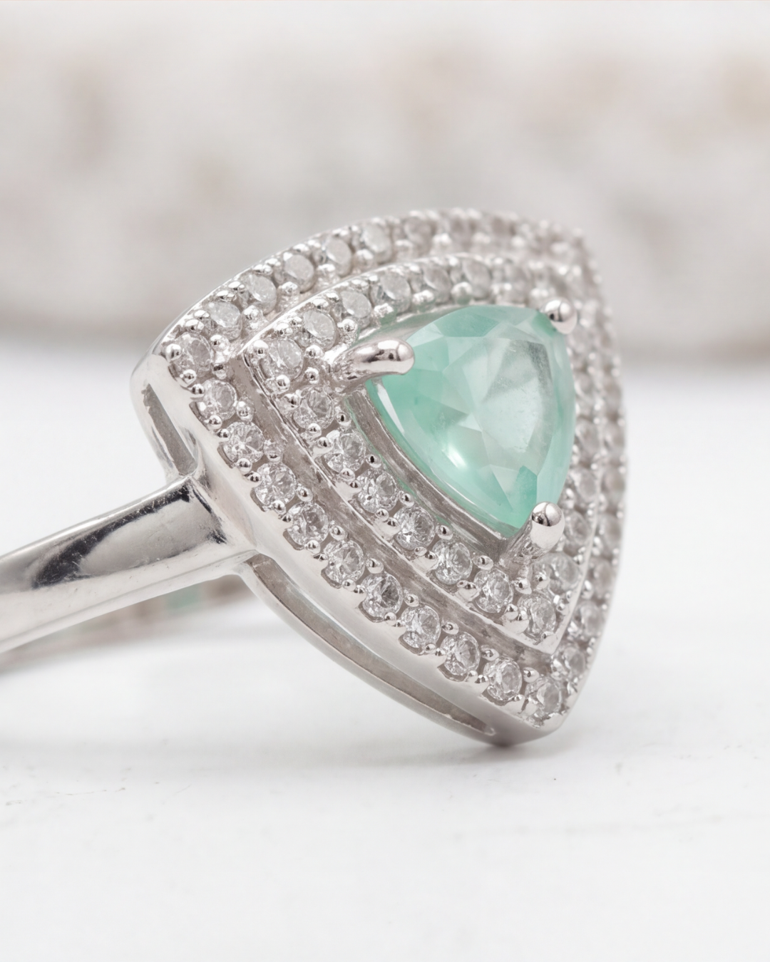 Aqua Tria Halo Ring
