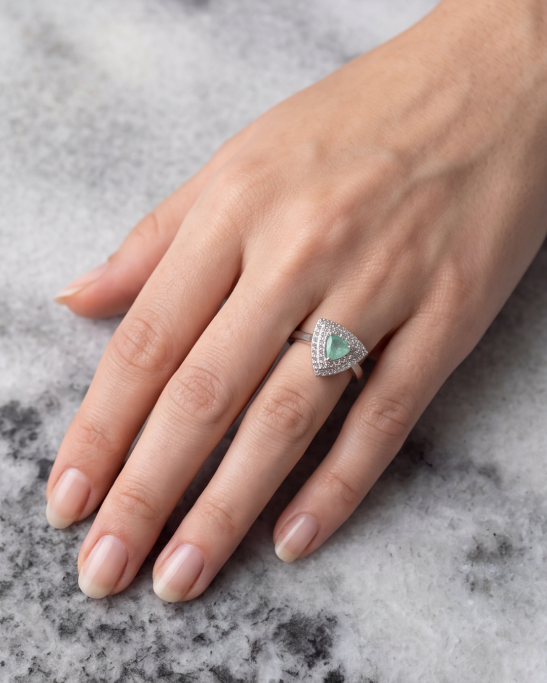 Aqua Tria Halo Ring