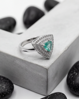 Eklavya Aqua Tria Halo Ring — catalog image 2