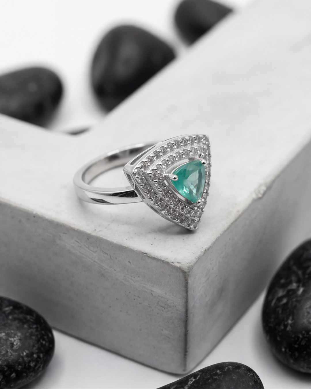 Aqua Tria Halo Ring