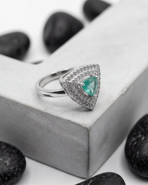 Eklavya Aqua Tria Halo Ring — catalog image 2
