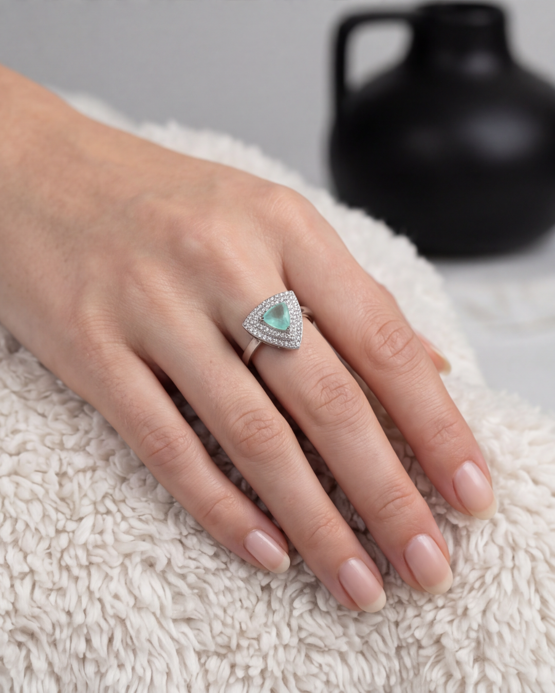 Aqua Tria Halo Ring