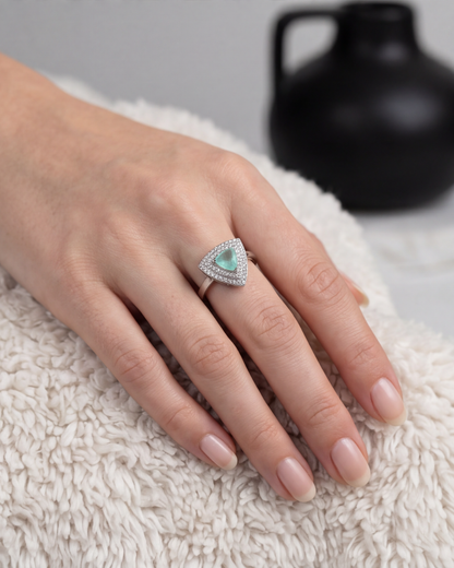 Aqua Tria Halo Ring