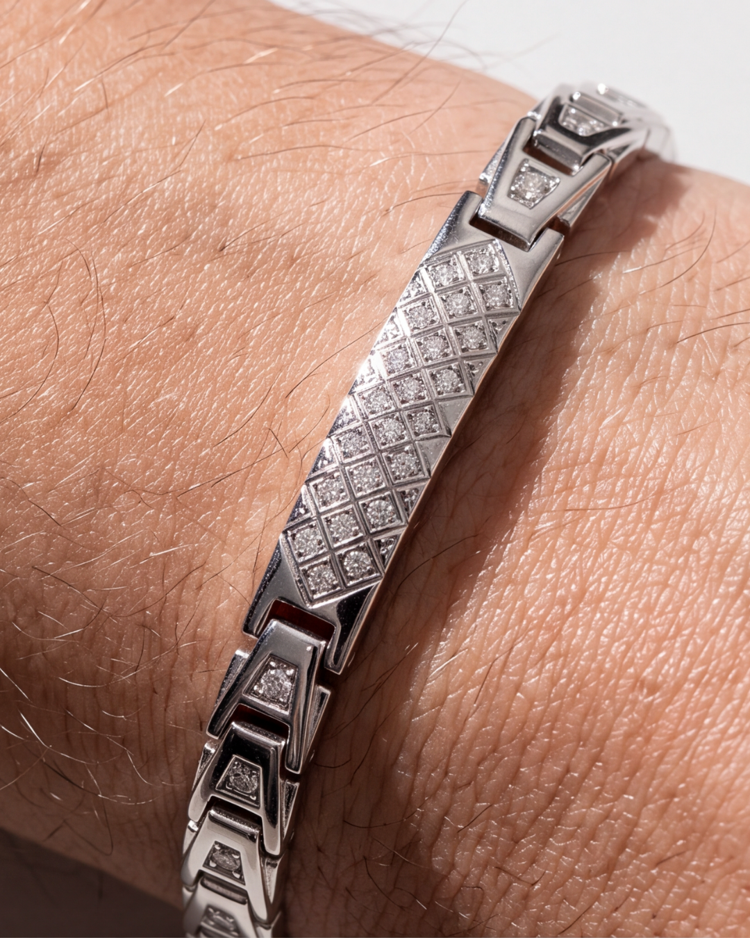Eklavya Men's Stone Grid Link Bracelet — catalog image 5