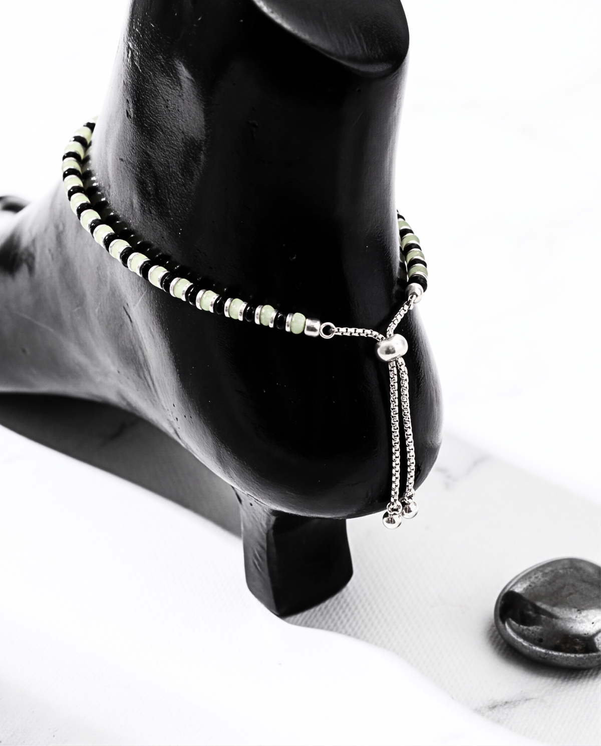 Eklavya Emerald Black & Green Nazaria Anklet — catalog image 5