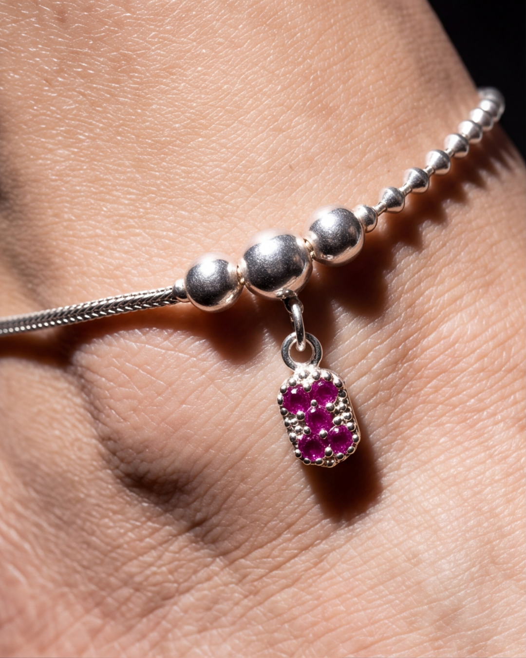 Ruby Charm Adjustable Anklet