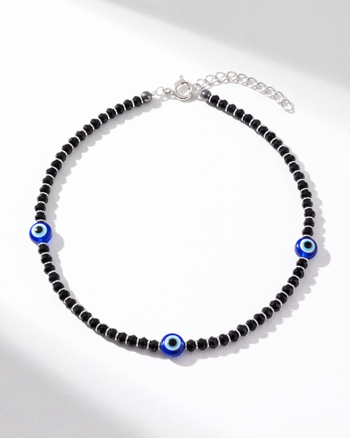 Eklavya Black Bead Evil Eye Nazaria Anklet — catalog image 2