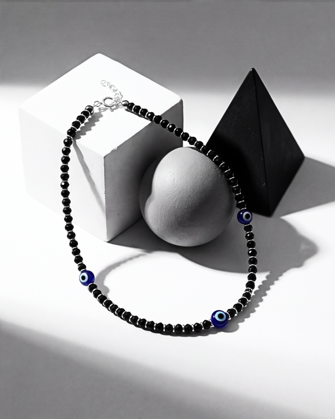 Eklavya Black Bead Evil Eye Nazaria Anklet — catalog image 5