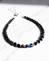 Eklavya Faceted Black Bead Evil Eye Nazaria Anklet — catalog image 3