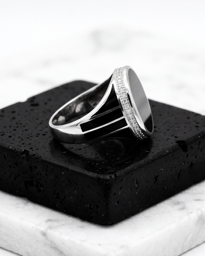 Obsidian Sovereign Signet Ring
