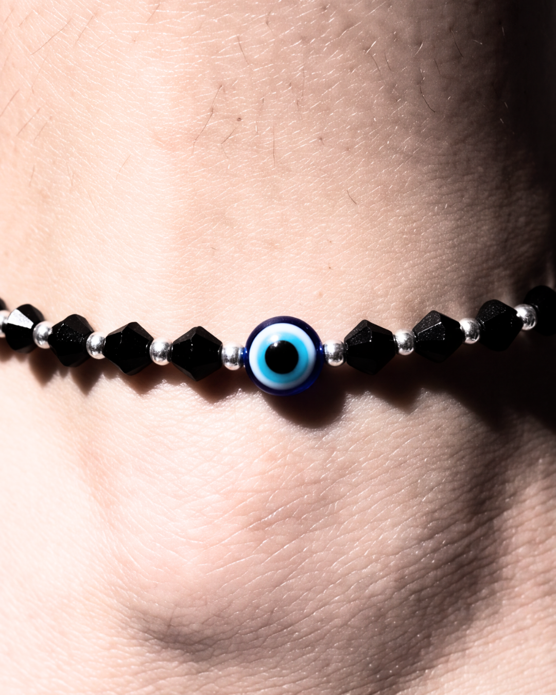 Eklavya Faceted Black Bead Evil Eye Nazaria Anklet — catalog image 4