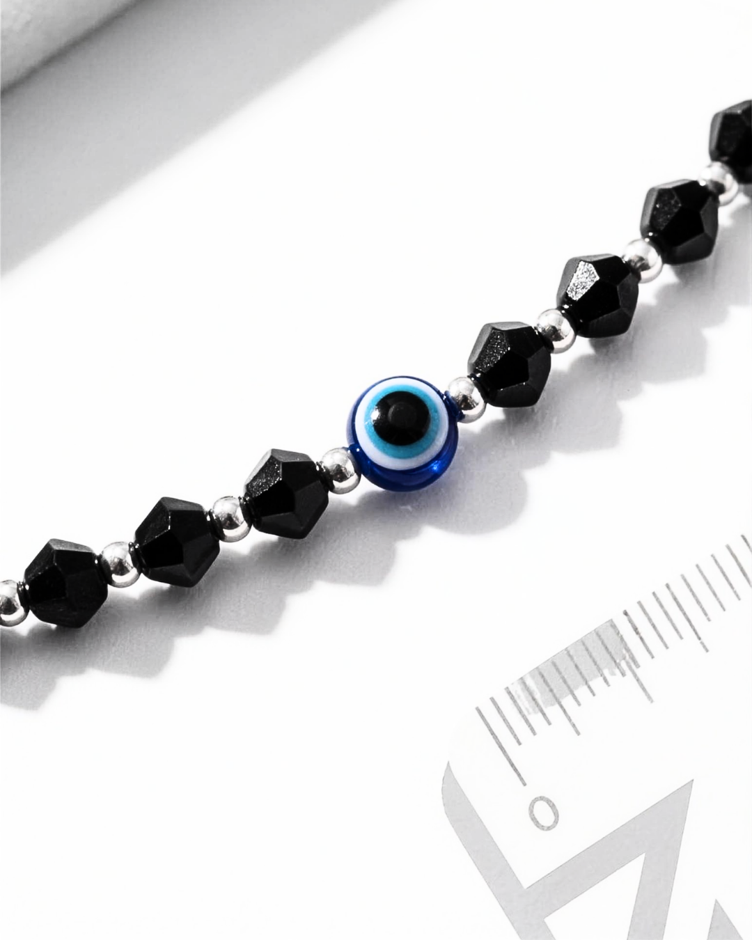 Eklavya Faceted Black Bead Evil Eye Nazaria Anklet — catalog image 5