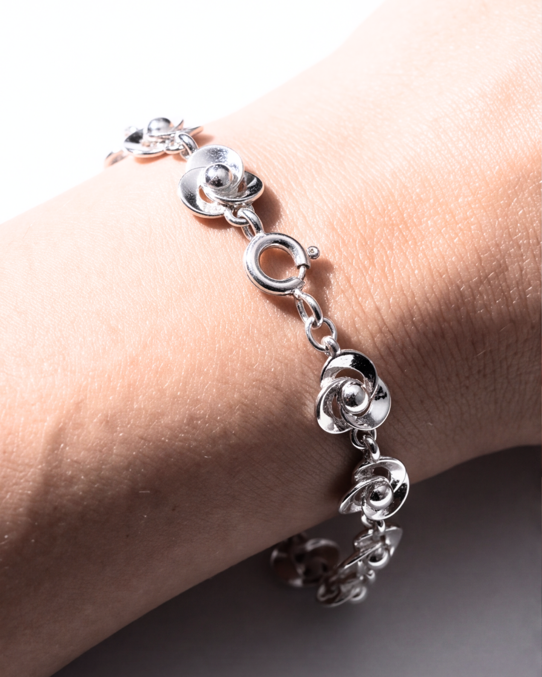 Swirl Link Silver Bracelet