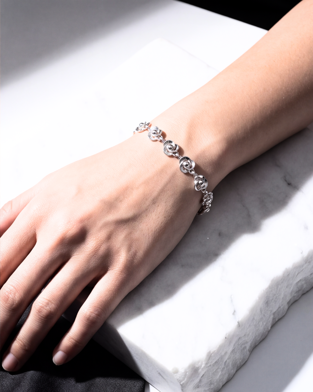 Swirl Link Silver Bracelet