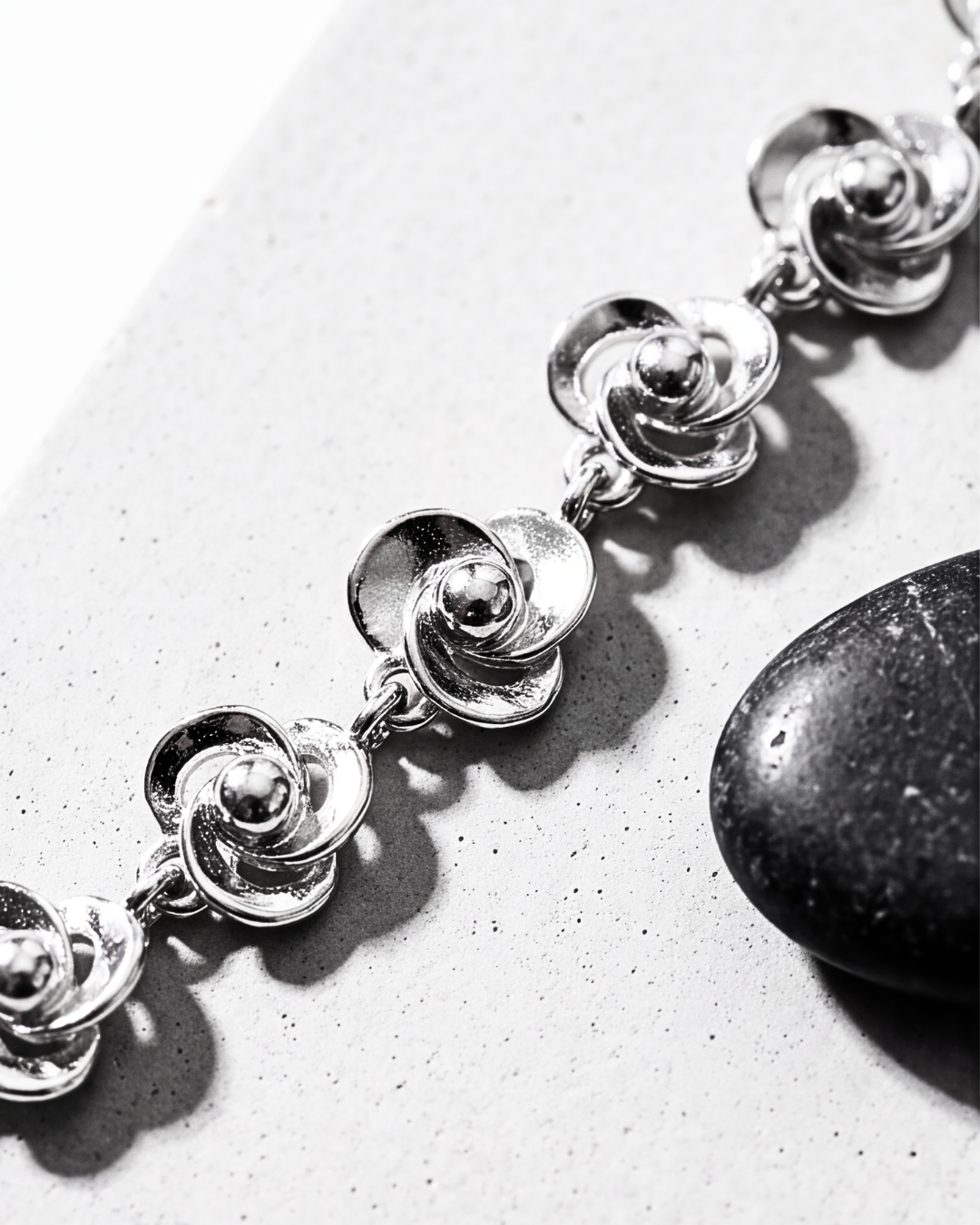 Swirl Link Silver Bracelet