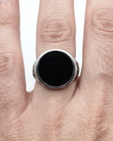 Obsidian Crest Signet Ring