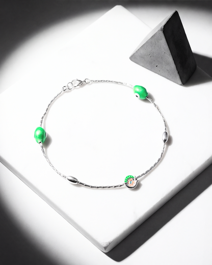 Emerald Pop Bead Anklet