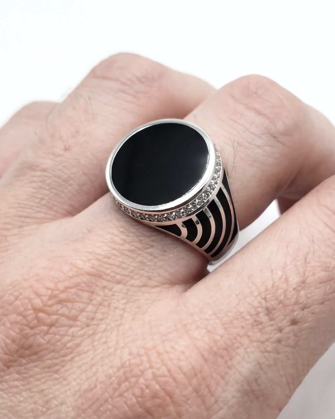 Obsidian Crest Signet Ring