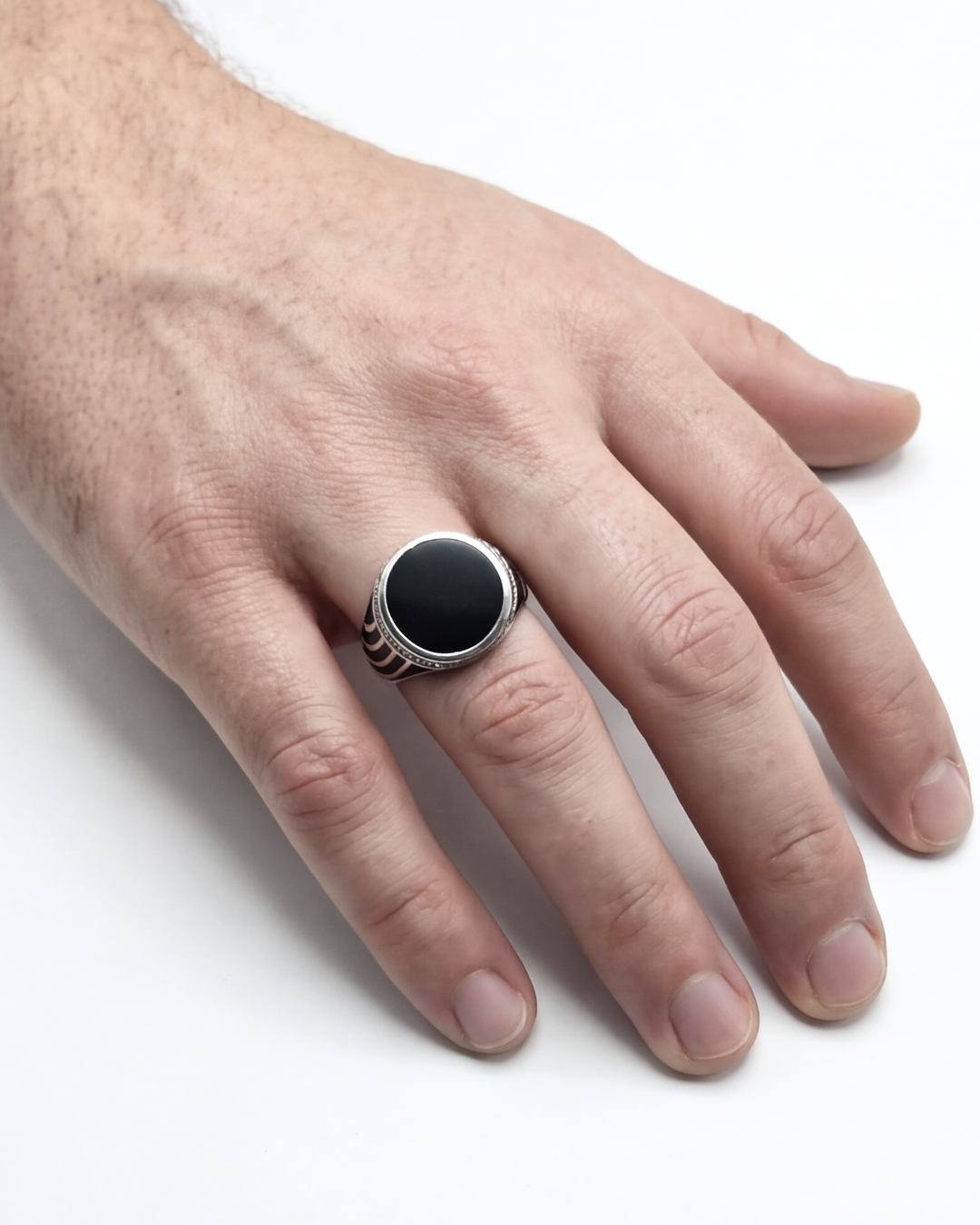 Obsidian Crest Signet Ring