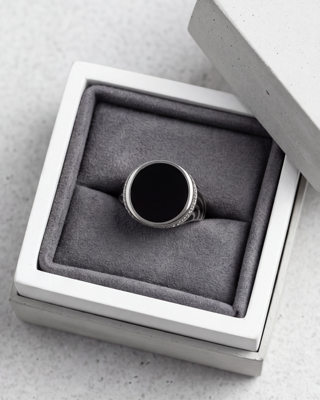 Obsidian Crest Signet Ring