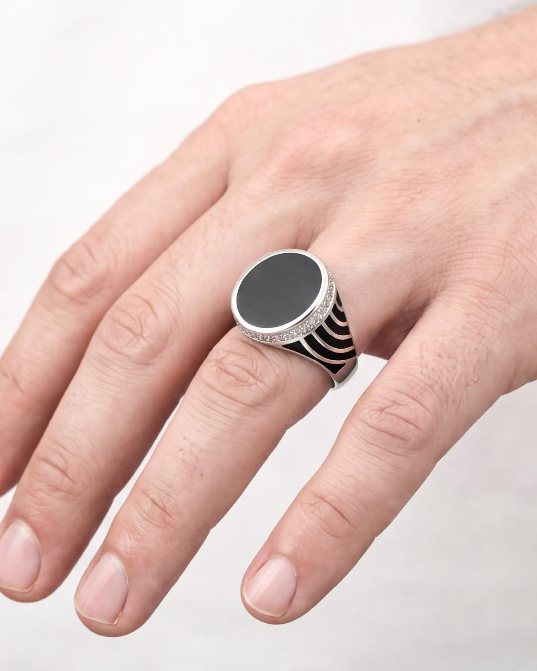 Obsidian Crest Signet Ring